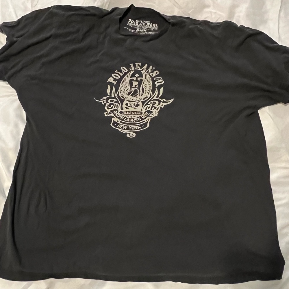 Vintage Ralph Lauren Gray T - Shirt Men’s Size XL with tan Logo - Picture 1 of 6